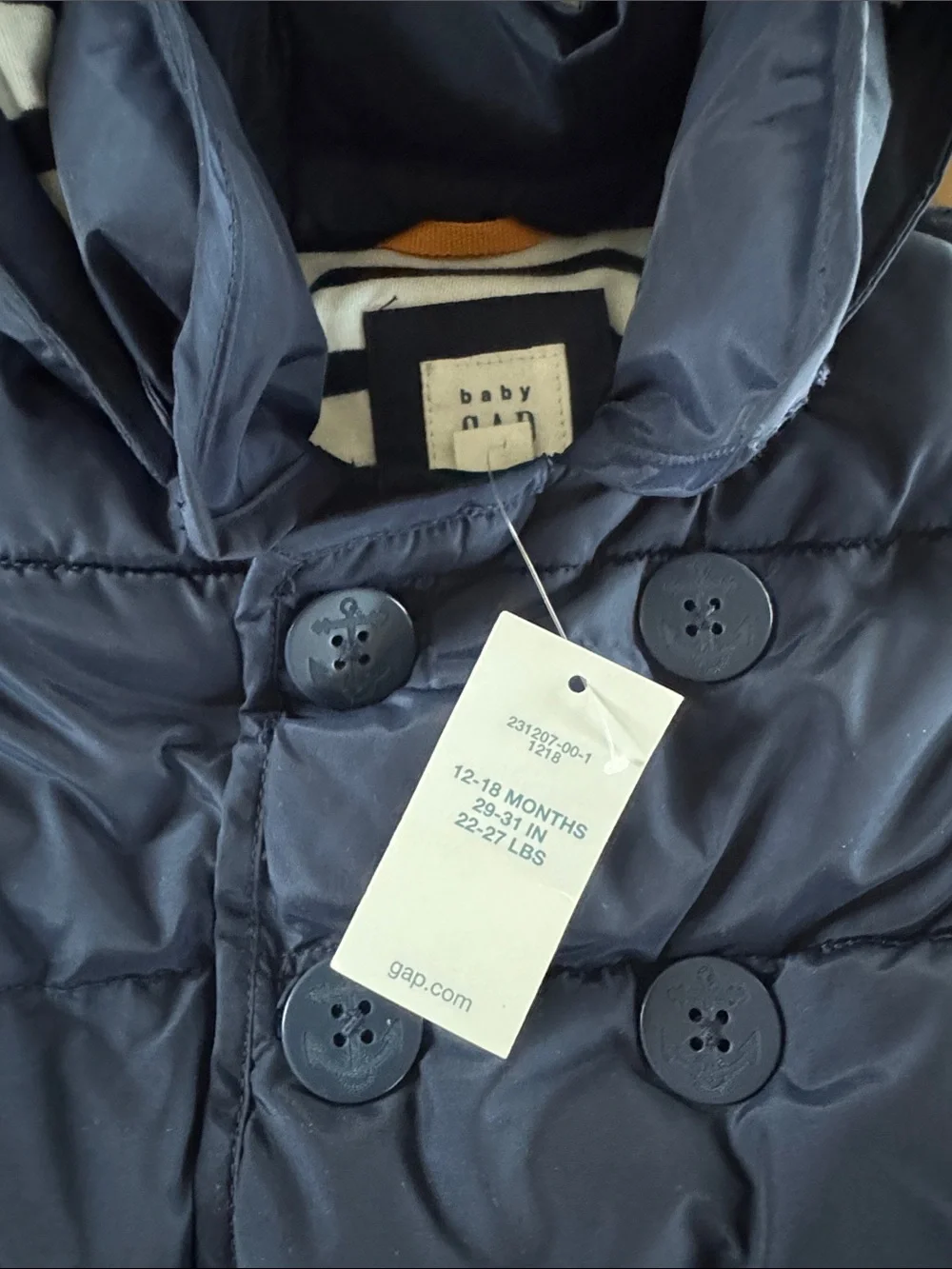Baby Gap -  Hooded Puffer Coat - Double-Breasted Winter Jacket